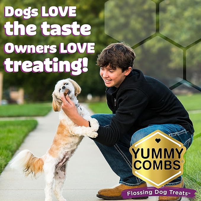 Yummy Combs Dog Dental Treats – Vet VOHC Approved – Delicious Chicken Protein – Removes Tartar with Cleaning Comb Shape – Dental Dog Treats for Medium Dogs (36oz, 45 Count)