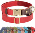 Didog Soft PU Leather Dog Collars for Medium Dogs,Classic Adjustable Dog Collars with Quick Release Metal Buckle,Easy Clean and Comfortable with Nylon Lining,Red,M Neck 14-19"