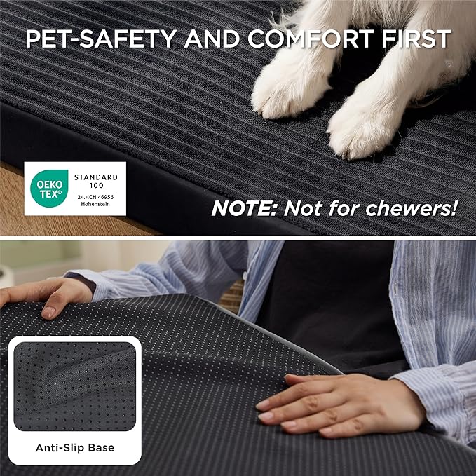 Bedsure ComfyFleece Dog Bed Medium Size Dog - Orthopedic Pet Beds with Removable Washable Cover, NOT Waterproof Egg Crate Foam Puppy Mat, Suitable for Pet Up to 35 lbs, 29"x18"x2.8", NOT for Chewers