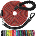 Long Dog Leash 15 FT: Heavy Duty Rope Leashes for Dogs Training with Swivel Lockable Hook Reflective Threads Bungee and Padded Handle - Dog Lead for Large Small Medium Dogs Outside Walking Hiking Red