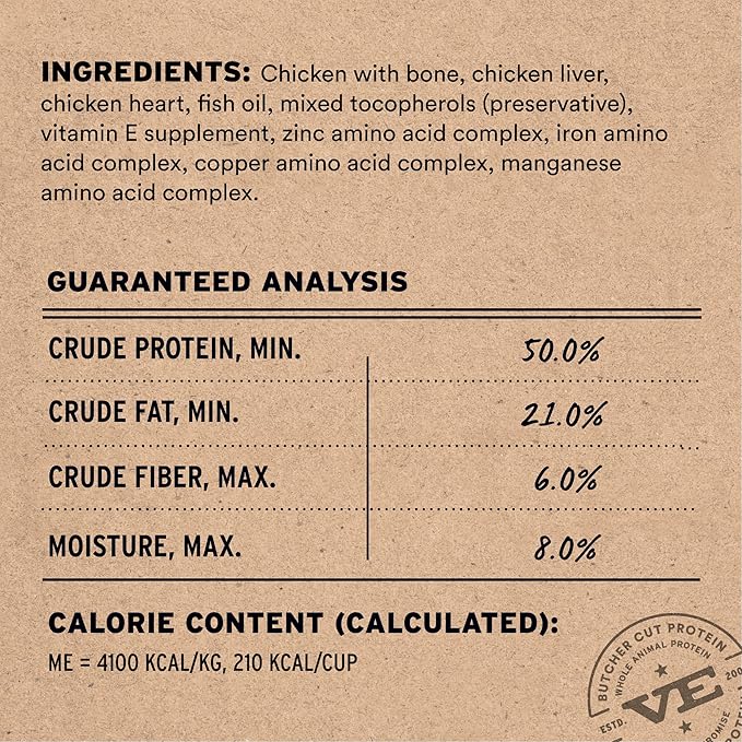 Vital Essentials Freeze Dried Dog Food, Raw Chicken Crunchy Mini Nibs | Complete Meal or Mixer | High Protein, Low Carb, Grain Free, Dry Dog Food | 5.5 oz