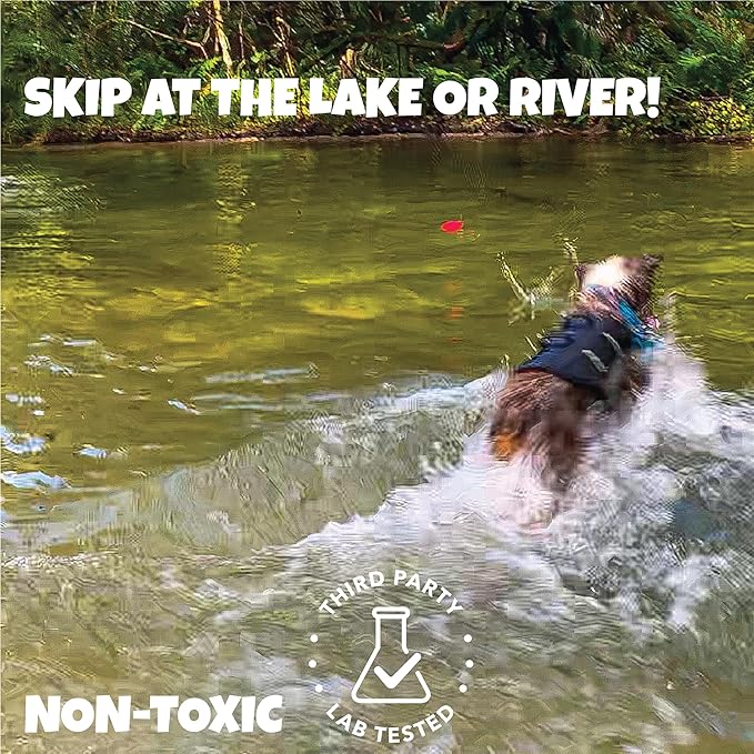 Skip NN' Fetch Large Floating Dog Toys Qty 2 | Stone Skipping Meets Fetch | Fun for Swimming Pool, Lake, Beach, and Land | Perfect Floating Water Toys for Large Dogs