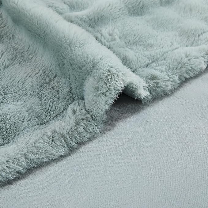 Modern Threads Water-Resistant Faux Rabbit Fur Pet Blanket for Dogs & Cats – Ultra-Soft Couch, Bed & Crate Protector, 30x40 Light Blue