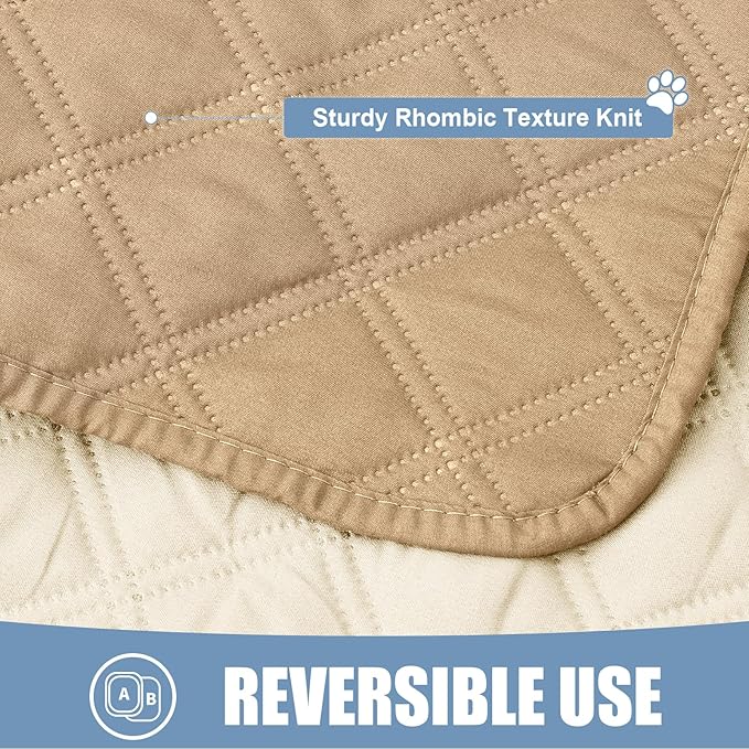 Smiry Waterproof Dog Bed Cover Pet Blanket, Soft Washable Dog Blanket for Furniture Bed Couch Sofa Reversible, Checkered (30"x70", Camel/Beige)