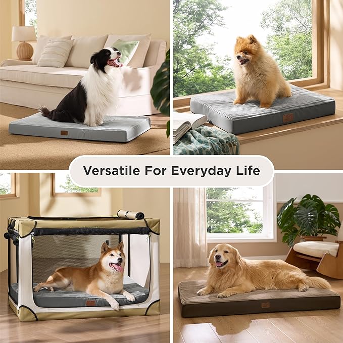 Bedsure ComfyFleece Dog Bed Medium Size Dog - Orthopedic Pet Beds with Removable Washable Cover, NOT Waterproof Egg Crate Foam Puppy Mat, Suitable for Pet Up to 35 lbs, 29"x18"x2.8", NOT for Chewers