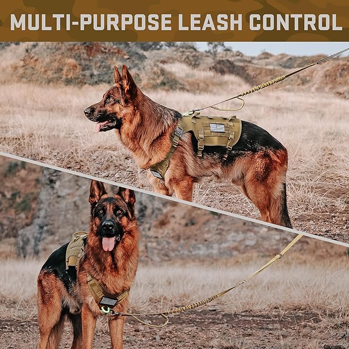 Forestpaw Dog Harness for Large Dogs,Tactical Dog Harness with Handle,No Pull Military Style Service Dog Vest with Pockets Adjustable for Walking Training,Brown,Chest 21.5-45"