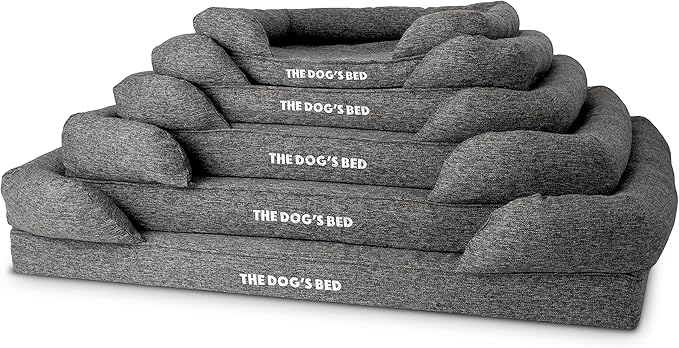 The Dog’s Bed Orthopedic Memory Foam Dog Bed with Bolsters, Largeinen Fabric, Grey Linen, XL