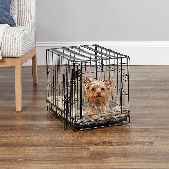 Midwest Homes for Pets 18-Inch iCrate for Tiny Breeds, Up to 10 lbs, Single Door Folding Dog Crate with Divider Panel, Leak-Proof Tray & Secure Latch, Portable, Durable & Easy to Assemble