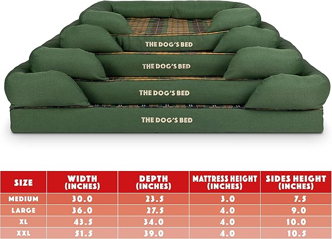 The Dog’s Bed Replacement Outer Cover, Oxford Fabric, Green Tartan, Medium