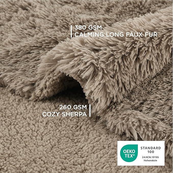 Bedsure Waterproof Dog Blankets for Small Dogs - Calming Cat Blanket for Couch Protector Washable, Long Faux Fur Pet Throw Blanket for Puppy, Reversible Furniture Protection, 25"x35", Brown