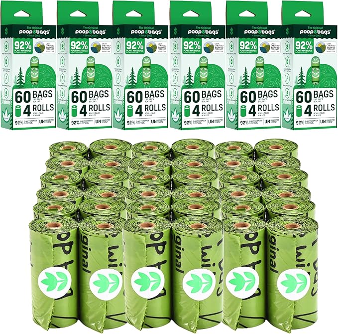 The Original Poop Bags® 92% Plant-Based Dog Waste Bags, Unscented, Leakproof & Extra-Thick, 360 Bags (24 Leash Rolls)
