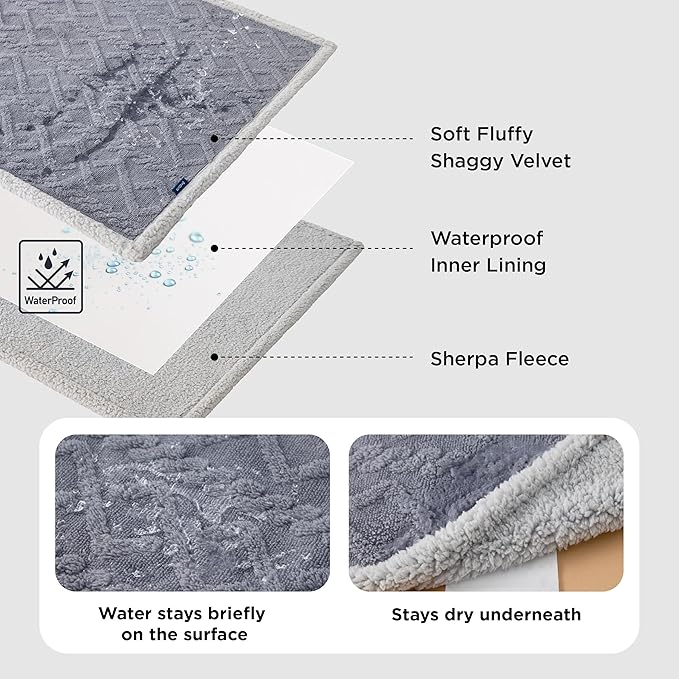 Bedsure Waterproof Dog Blankets for Large Dogs - Pet Blanket for Couch Protector Washable, Premium Jacquard Coral Fleece Cat Throw Blanket, Soft Plush Reversible Furniture Protection, 50"x60", Grey
