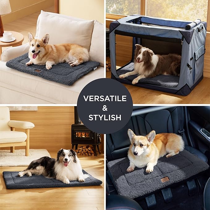 Bedsure Washable Dog Bed for Large Dogs, Soft Foam Floor Pet Mat, Lightweight Travel Flat Puppy Mattress for Indoor Pet