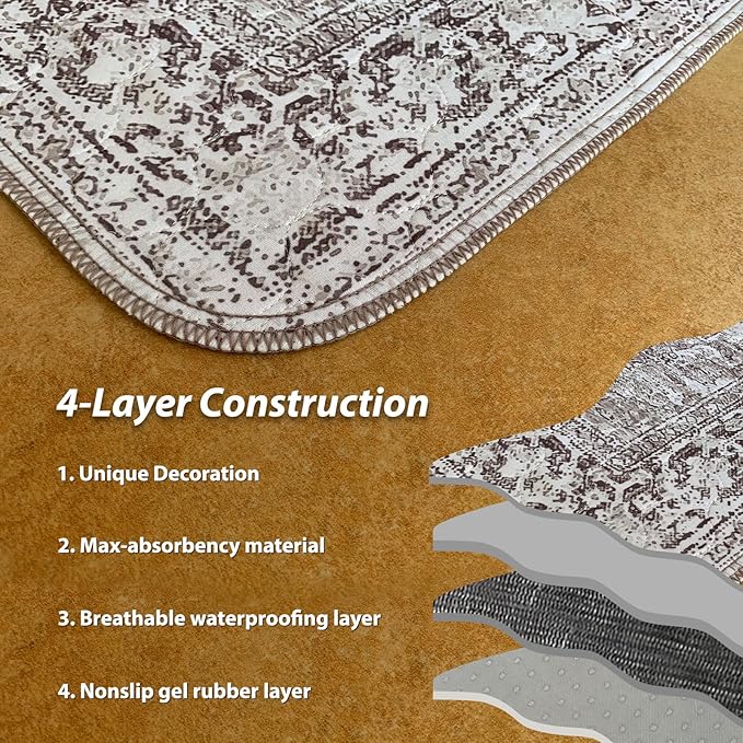 nunubaby Washable Pee Pads for Dogs, Stylish, Non-Slip and Leak-Proof Pee Pads. Reusable Potty Pads for Dogs for Crates and Floors.(Brown/Geo, 36" x72" )