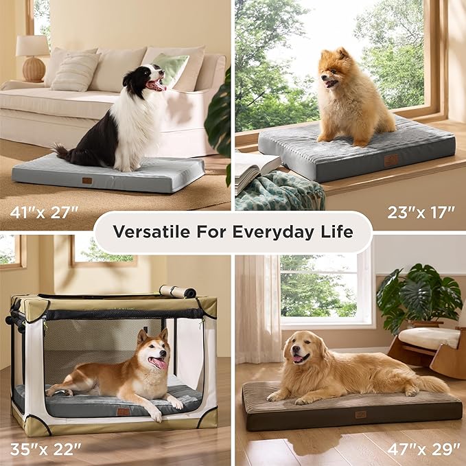 Bedsure ComfyFleece Dog Bed Medium Size Dog - Orthopedic Pet Beds with Removable Washable Cover, NOT Waterproof Egg Crate Foam Puppy Mat, Suitable for Pet Up to 35 lbs, 29"x18"x2.8", NOT for Chewers