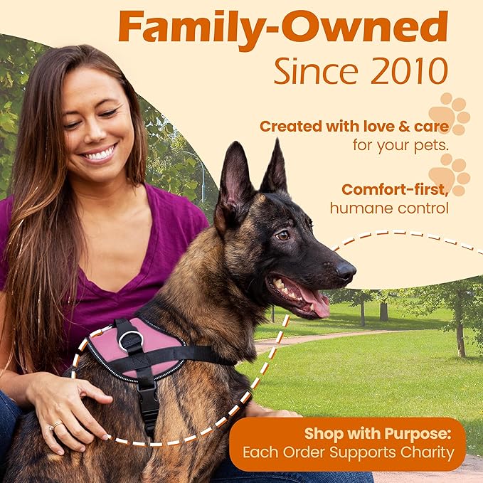 Bark Appeal Light Pink No-Pull Dog Harness for Large to Extra Large Sized Pets – Adjustable, Reflective Vest with 3 Leash Clips for Added Control, Easy Walks & Training – XL