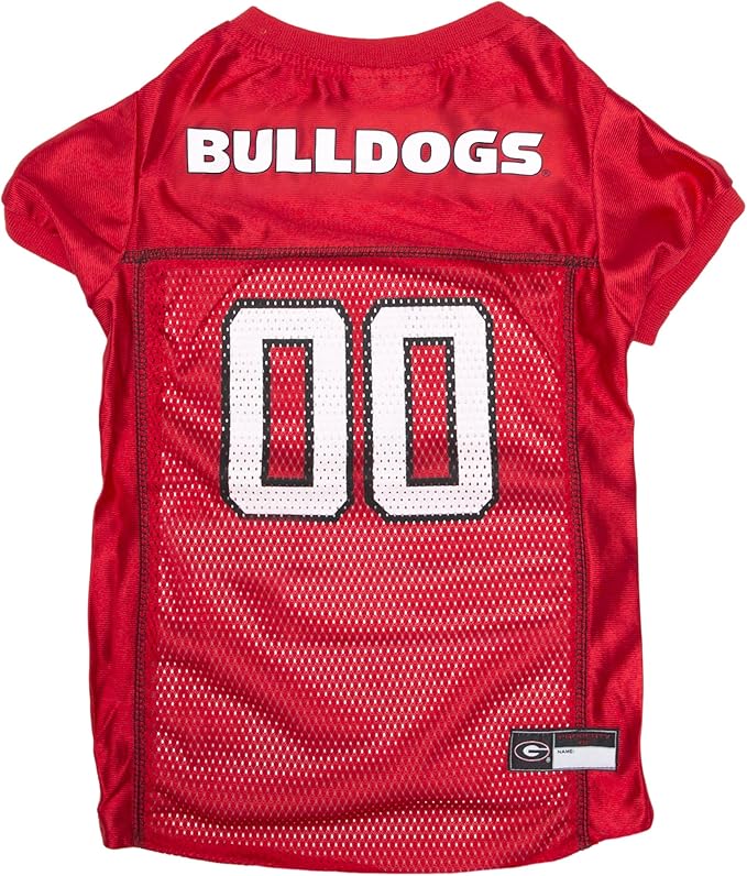 Pets First NCAA College Georgia Bulldogs Mesh Jersey for DOGS & CATS, X-Large. Licensed Big Dog Jersey with your favorite Football/Basketball College Team, Red (GA-4006-XL)