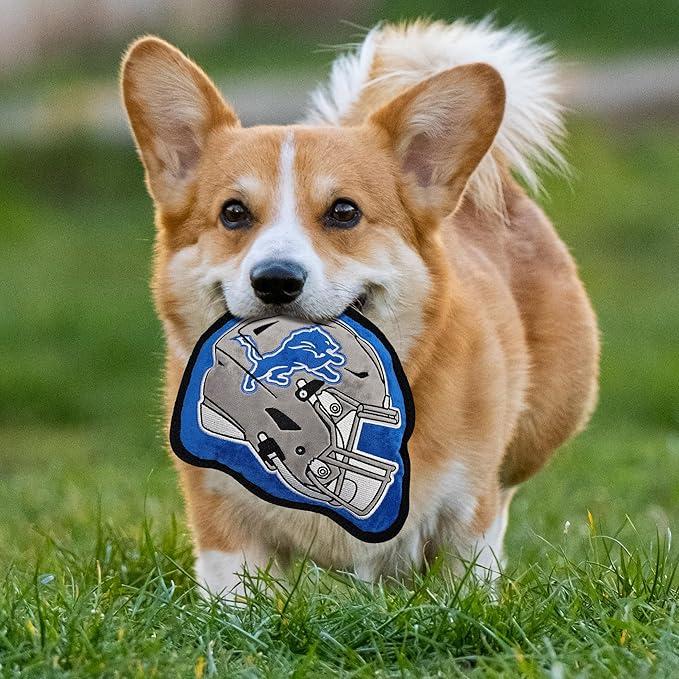 The 1st Ever Tough but Smooth Dog Toy NFL Detroit Lions Football Helmet Tough Pet Toy. A Premium Quality Doggie Toy with Built-in Squeaker. Sports Fans Favorite Chew Toy