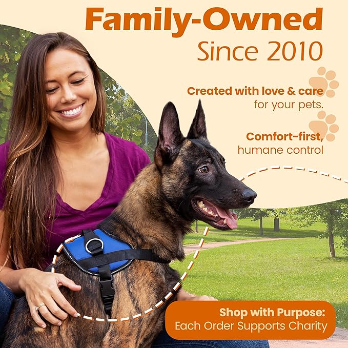 Bark Appeal Blue No-Pull Dog Harness for Extra Small Sized Pets – Adjustable, Reflective Vest with 3 Leash Clips for Added Control, Easy Walks & Training – XS
