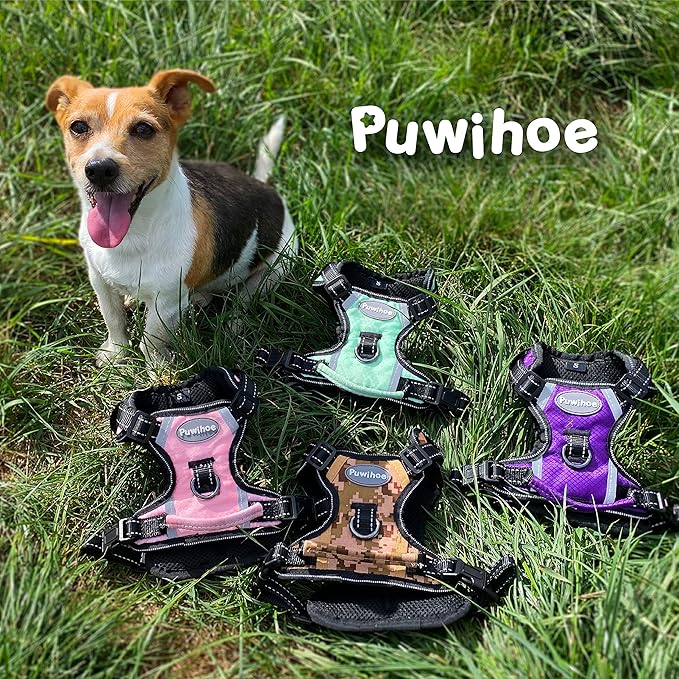 No Pull Dog Harness, Reflective Walking Dog Harness with Easy Control Handle and Front & Back Clips,Adjustable Breathable Soft Padded Dog Vest Harness for Large Medium Small Dogs,Purple,S