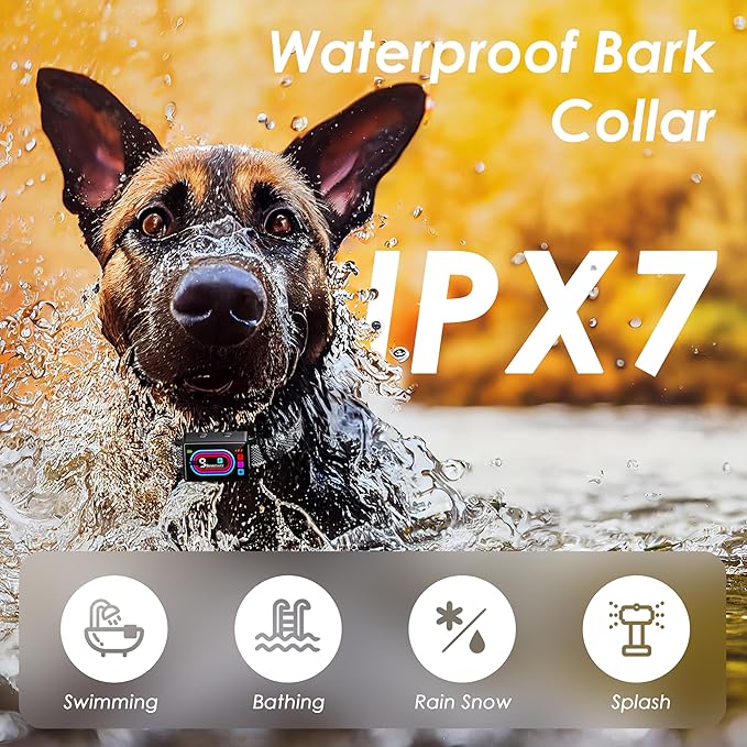 Dog Bark Collar, Smart Bark Collars for Dogs 5–130 lbs, Upgraded Anti Bark Training Collar with Beep, Vibration & Shock, 9 Sensitivity Levels, 5 Training Modes, Rechargeable & IPX7 Waterproof