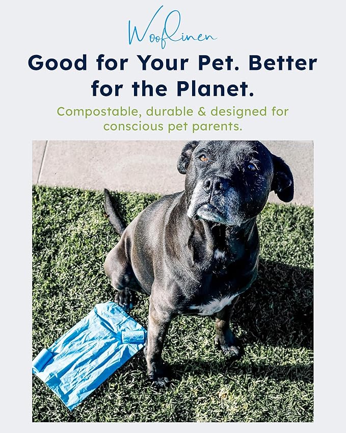 Wooflinen Unscented Dog Poop Bags – Leak-Proof Dog Poop Bags Rolls – Large 9x13”, Durable, Easy Tear – Made from Plant-Based Materials – For Big & Small Dogs – 720 Count (48 Rolls)