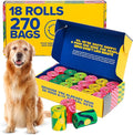 Dog Poop Bags Rolls 270 Count (18 Rolls) - 14" Long, Ultra-Thick, up to 300% Stronger Unscented Poop Dags for Dogs - Leak Proof Pet Waste Bags with 30% Plant-Derived Materials
