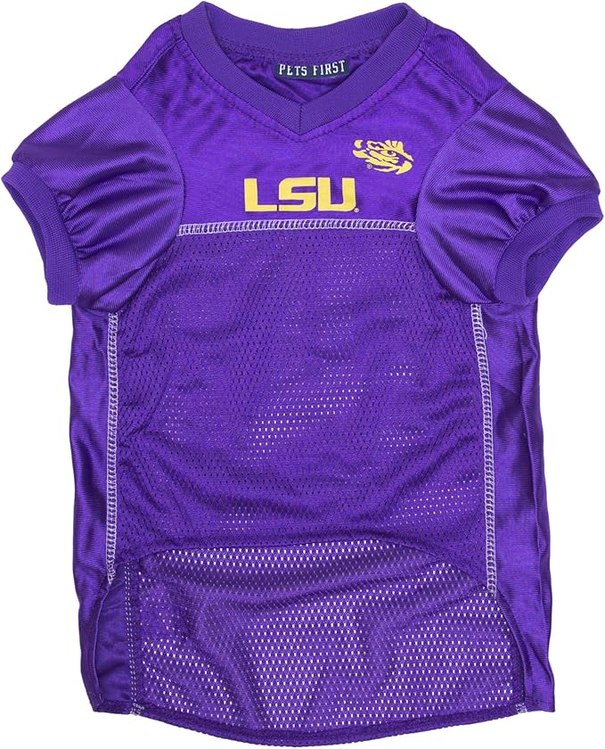 Pets First NCAA College LSU Tigers Mesh Jersey for DOGS & CATS, Large. Licensed Dog Jersey with your Favorite Football/Basketball College Team