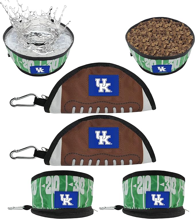 Pets First NCAA Kentucky Wildcats Collapsible Dog Travel Bowl Set, 2 Pack Food & Water Bowls for Dogs, Best Portable & Lightweight Leak-Proof Dog Bowls for Travel