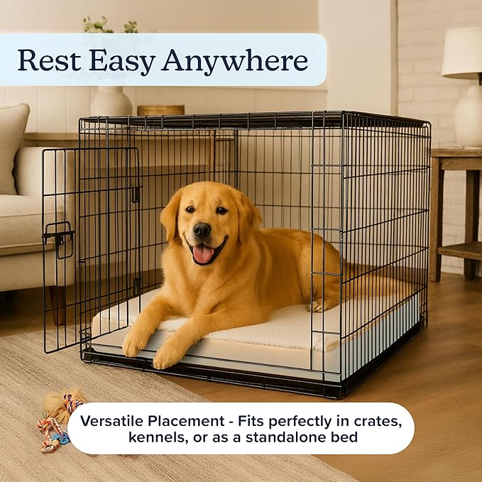 PETMAKER Orthopedic Dog Bed - 2-Layer Memory Foam Bed with Machine Washable Sherpa Top Cover - 36x27 Mattress for Large Dogs up to 65lbs (Tan)