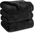 Bedsure GentleSoft Sherpa Fleece Blanket Queen Size for Bed, Non-Heated, Thick and Warm Throw for Women and Men, Soft Fuzzy Plush Queen Blanket for Winter, Black, 90x90 Inches