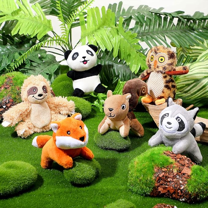 Skylety 7 Pieces Hide and Seek Dog Toys Activity Puppy Chew Squeaky Toys Plush Stuffing Woodland Stuffing with Squeakers for Small Medium Pets Dogs Puppy Gift(Cute,Medium)