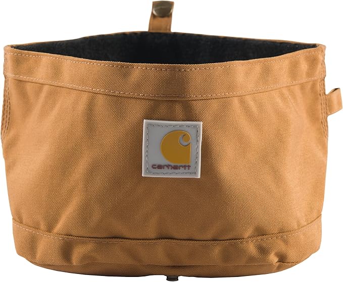 Carhartt Nylon Duck Travel Dog Bowl, Packable Dog Bowl for Food and Water, Carhartt Brown, 10 Cup Capacity