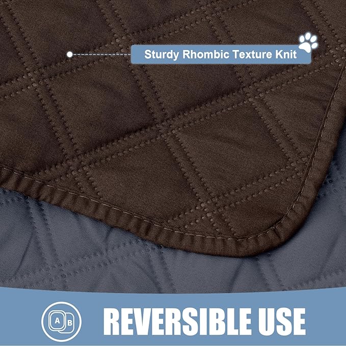 Smiry Waterproof Dog Bed Cover Pet Blanket, Soft Washable Dog Blanket for Furniture Bed Couch Sofa Reversible, Checkered (82"x120", Chocolate/Dark Grey)