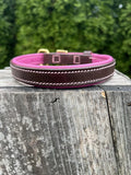 Leaders Leather Dog Collar with Customized Name Plate (Pink/Brown Medium (12"-15"))