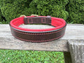 Leaders Leather Dog Collar with Customized Name Plate (Red/Brown Medium/Large (15"-19"))