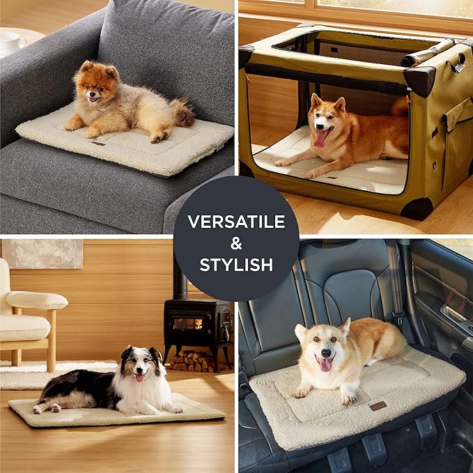 Bedsure Washable Dog Crate Bed for Medium Dogs, Soft Foam Floor Pet Mat, Versatile Lightweight Pet Crate Pad for Kennel