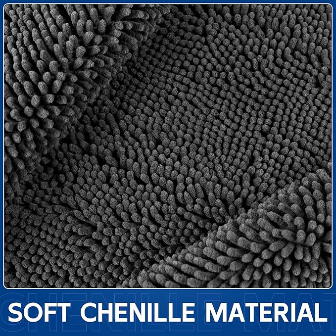 Chenille Absorbent Front Door Mat 72" x 48", Dog Door Mat for Muddy Paws, Trap Dirt Doormat, Mud Mat for Dogs, Washable Non Slip Outdoor Indoor Doormats for Entryway, Grey