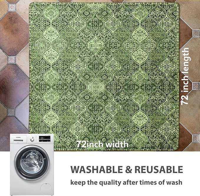 nunubaby 2PACK Washable Pee Pads for Dogs, Stylish, Non-Slip and Leak-Proof Pee Pads. Reusable Potty Pads for Dogs for Crates and Floors.(Green/Multi, 72" x72")