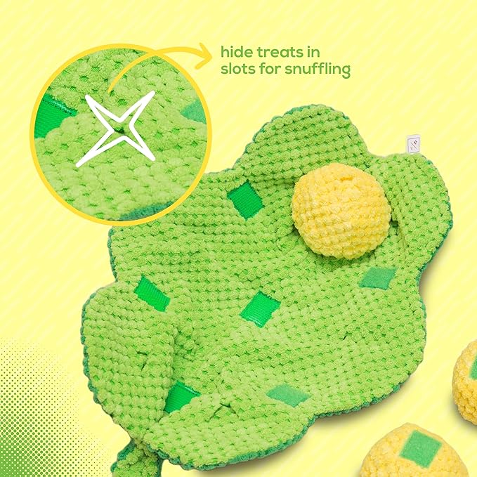 Pea Pod Interactive Dog Toy - Snuffle Nosework Stress Relief - Hide Treat Food Puzzle - Small Medium Dog - Durable Dog Gift Birthday