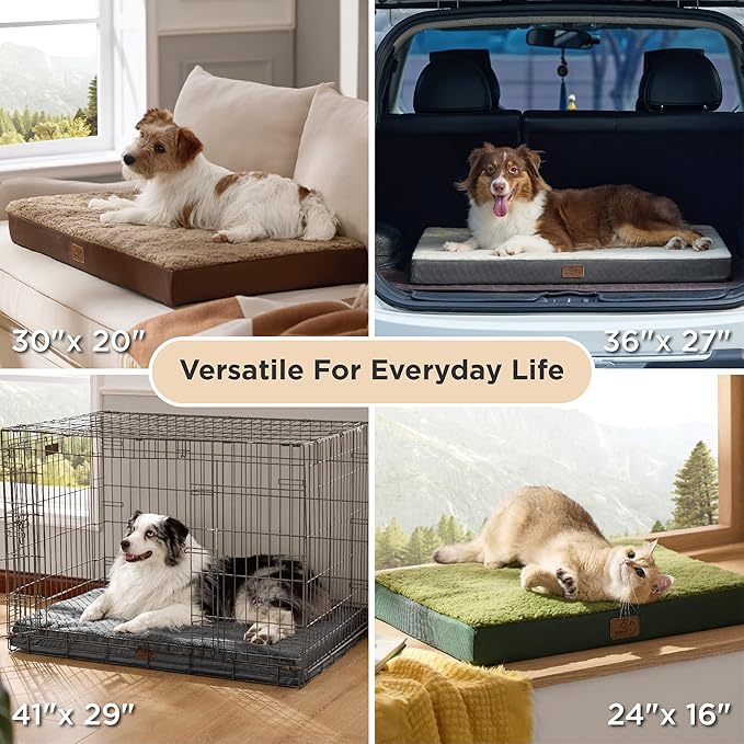 Bedsure Dog Beds Large Sized Dog - Comfy Flat Pet Beds with Removable Washable Cover, Orthopedic Egg Crate Foam Puppy Mat, Suitable for Pet Up to 65 lbs