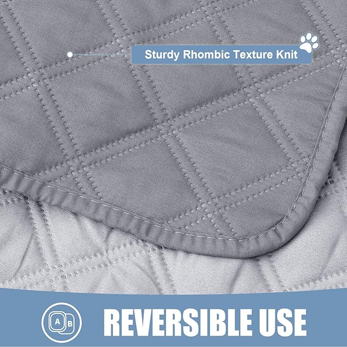 Smiry Waterproof Dog Bed Cover Pet Blanket, Soft Washable Dog Blanket for Furniture Bed Couch Sofa Reversible, Checkered (68"x82", Grey/Light Grey)