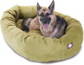Majestic Pet 52 Inch Micro Velvet Calming Dog Bed Washable – Cozy Soft Round Dog Bed with Spine for Head Support - Fluffy Donut Puppy Mat 52x35x11 (inch) X- Large – Apple