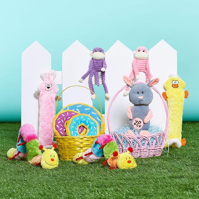 ZippyPaws Crinkle Monkey - Interactive Dog Toys to Keep Them Busy, Squeaky Plush Pet Toy for All Breeds, Cute Gift for Small and Medium Dogs, Contains 1 Round Squeaker - Small, Pink