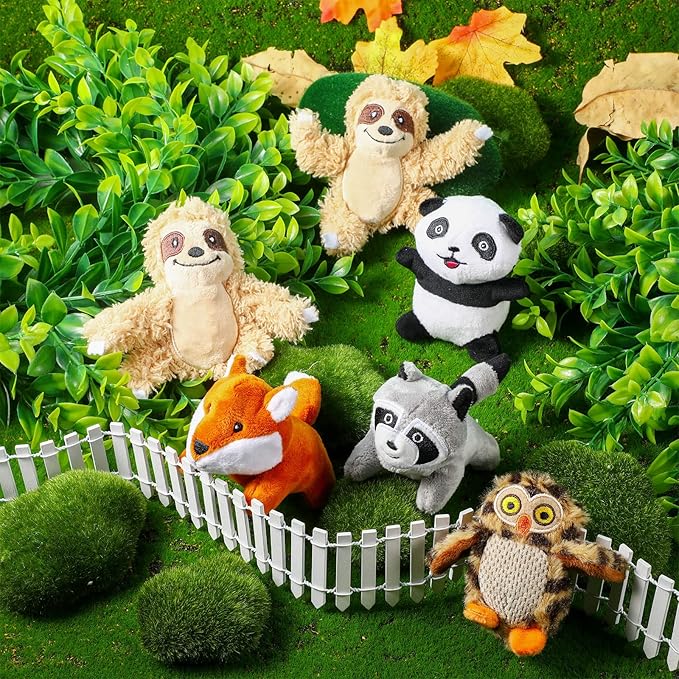 Skylety 7 Pieces Hide and Seek Dog Toys Activity Puppy Chew Squeaky Toys Plush Stuffing Woodland Stuffing with Squeakers for Small Medium Pets Dogs Puppy Gift(Cute,Small)