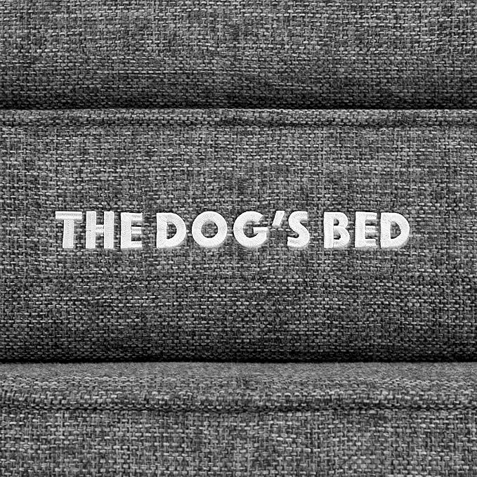 The Dog’s Bed Orthopedic Memory Foam Dog Bed with Bolsters, Largeinen Fabric, Grey Linen, XXL
