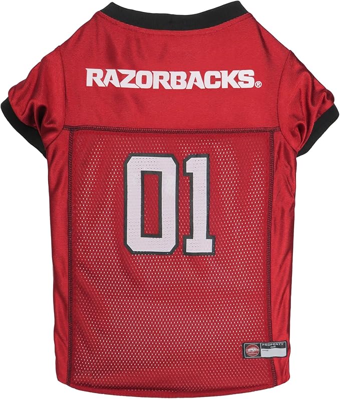 Pets First NCAA College Arkansas Razorbacks Mesh Jersey for DOGS & CATS, X-Large. Licensed Dog Jersey with your Favorite Football/Basketball College Team