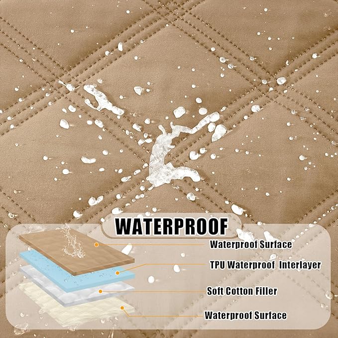 Smiry Waterproof Dog Bed Cover Blanket 30x53, Soft Reversible Pet Blanket, Washable Leakproof Cats Dogs Couch Cover for Sofa, Couch, Furniture, Camel/Beige