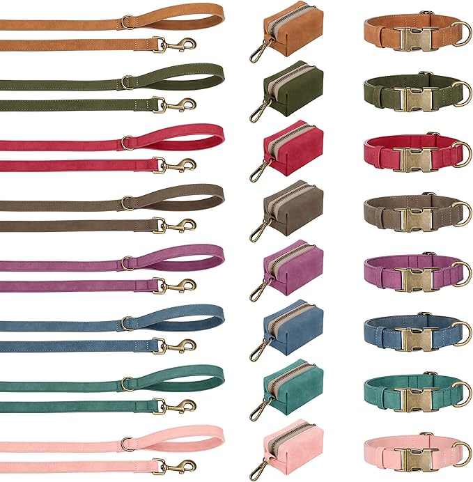 Didog Soft PU Leather Dog Collar, Stylish Quick Released Dog Collar for Large Dogs, Easy Clean Adjustable Pet Collar for Daily Walking, Red, L Fit 15-23" Neck