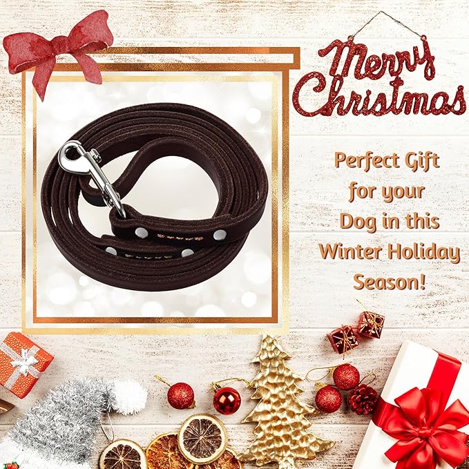 ADITYNA - Premium Leather Dog Leash - 6 ft, Heavy-Duty, Soft & Strong for Small/Medium Dogs - Perfect for Walking, Training, Hiking, and Running (Small: 6 ft x 1/2", Brown)